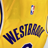 22/23 Lakers Russell Westbrook # 0 Yellow Top Quality Hot Pressing NBA Jersey(圆领）