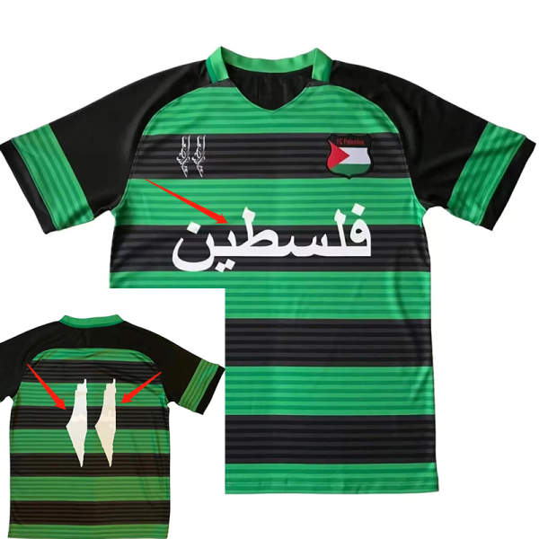 24/25 Palestine Black Green Special Edition  Soccer Jersey背带图）
