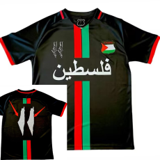 24/25 Palestine Black Arabic Version Fans Soccer Jersey(背带图）