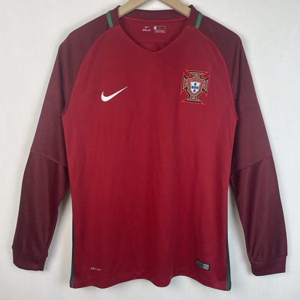 2016 Portugal Home Long Sleeve Retro Soccer Jersey(长袖)