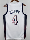 2024 Olympic Game USA CURRY # 4 White Basketball Jersey