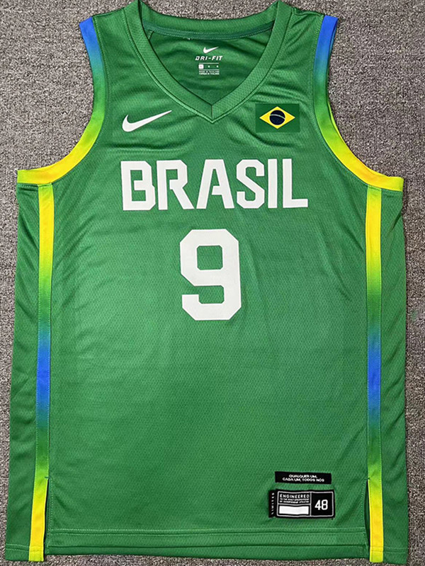 US 26.00 2024 Olympic Game BRASIL HUERTAS 9 Green Basketball