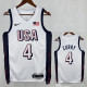 2024 Olympic Game USA CURRY # 4 White Basketball Jersey