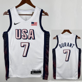 2024 Olympic Game USA DURANT # 7 White Basketball Jersey