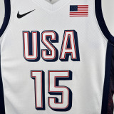 2024 Olympic Game USA  BOOKER #15 White Basketball Jersey