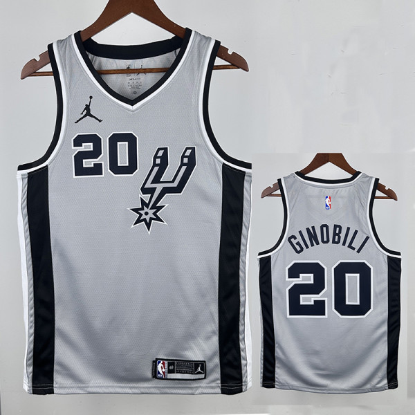 20/21 Sa Spurs MANU GINOBILI #20 Grey Flying Man Edition Top Quality Hot Pressing NBA Jersey(飞人）