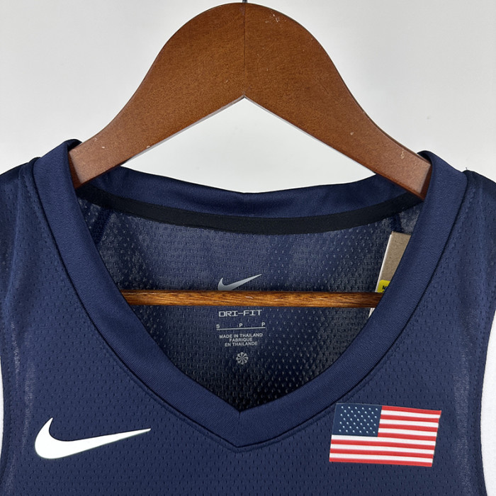 US 26.00 2024 Olympic Game USA DURANT 7 Blue Basketball Jersey