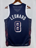 2024 Olympic Game USA LEONARD # 8 Blue Basketball Jersey