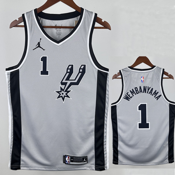20/21 Sa Spurs WENBAN YAMA #1 Grey Flying Man Edition Top Quality Hot Pressing NBA Jersey(飞人）