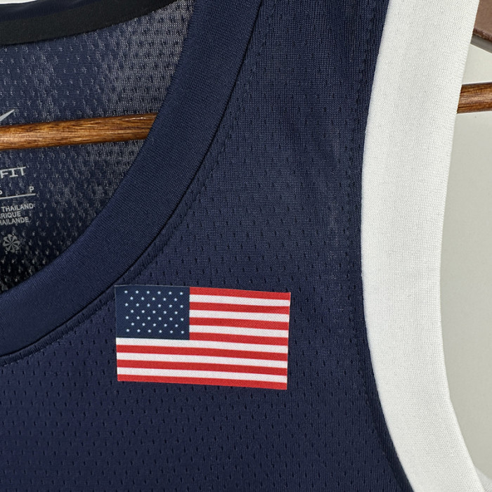 US 26.00 2024 Olympic Game USA DURANT 7 Blue Basketball Jersey