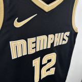 23/24 Grizzlies MORANT #12 Black Honor Edition Top Quality Hot Pressing NBA Jersey荣耀版