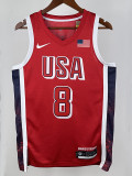 2024 Olympic Game USA LEONARD # 8 Red Basketball Jersey