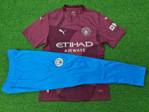24/25 Man City Third  Player Version Soccer Jersey(Sky Blue Long pants)