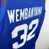 2024 Olympic Game France  Wembanyama #32 Blue Basketball Jersey
