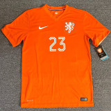 2014 Netherlands Home Retro Soccer Jersey(No Number、无带号）