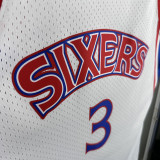 96/97 76ERS IVERSON  # 3 White Newcomer Top Quality Hot Pressing Retro NBA Jersey
