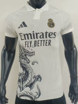 24/25 RMA  White Colored Black Dragon  Player Version Soccer Jersey