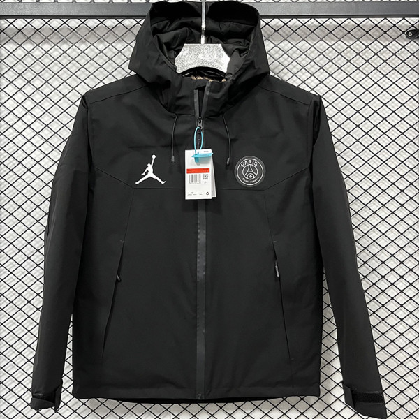 24/25 PSG Black Thickened Assault  Hooded Windbreaker (A805加厚冲锋衣）