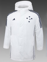 24/25 Cruzeiro White Hooded Cotton Coat 连帽棉衣