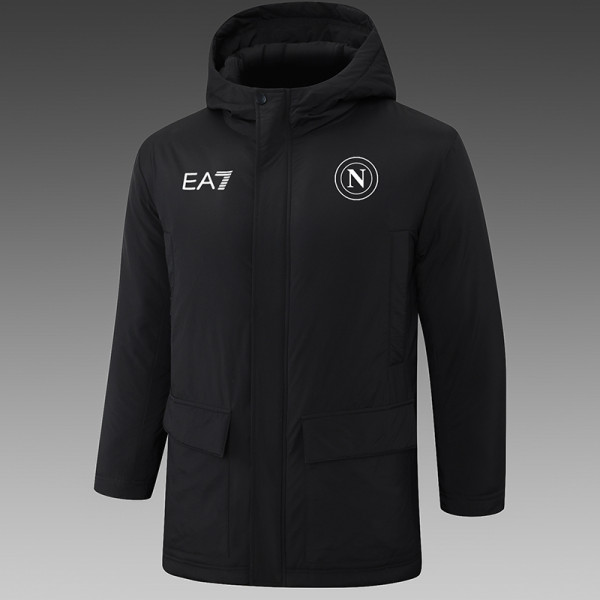 24/25  Napoli Black Hooded Cotton Coat