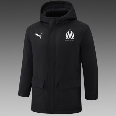 24/25 Marseille Black Hooded Cotton Coat G249白色队标