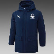 24/25 Marseille Royal Blue Hooded Cotton Coat G245白色队标