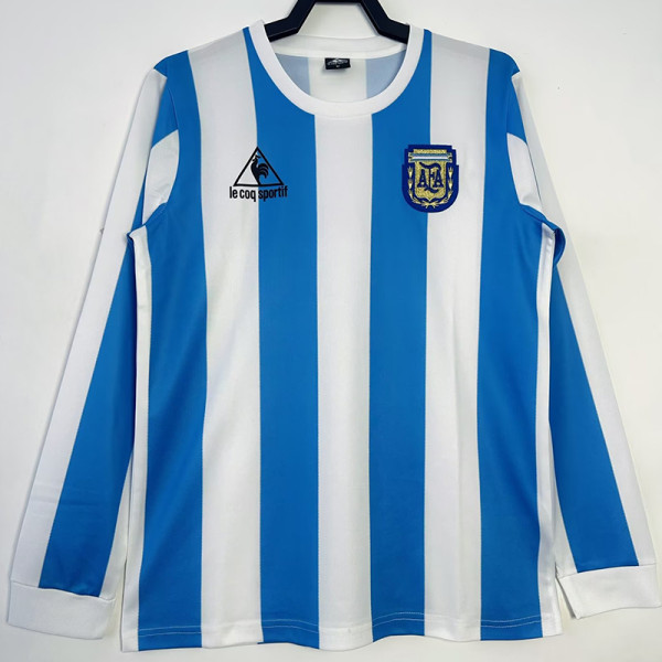 1986 Argentina Home Long Sleeve Retro Soccer Jersey (长袖)