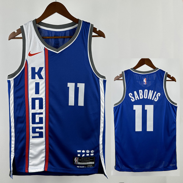 24/25 KINGS SABONIS #11 Blue City Edition Top Quality Hot Pressing  NBA Jersey