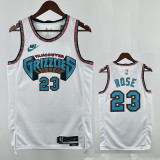 24/25 Grizzlies ROSE #23 White Retro Top Quality Hot Pressing NBA Jersey