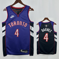 24/25 Raptors  BARNES # 4  Blue Retro Top Quality Hot Pressing NBA Jersey
