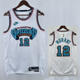 24/25 Grizzlies MORANT #12 White Retro Top Quality Hot Pressing NBA Jersey