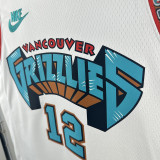 24/25 Grizzlies MORANT #12 White Retro Top Quality Hot Pressing NBA Jersey