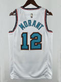 24/25 Grizzlies MORANT #12 White Retro Top Quality Hot Pressing NBA Jersey