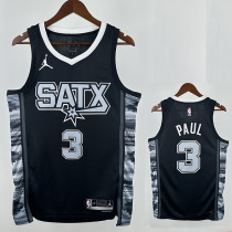 22/23 Sa Spurs PAUL #3 Black Flying Man EditionTop Quality Hot Pressing NBA Jersey飞人