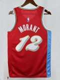 24/25 Grizzlies MORANT #12 Red City Edition Top Quality Hot Pressing NBA Jersey