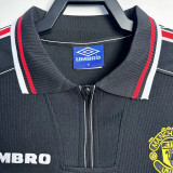 1998/1999 Man Utd  Black Retro Soccer Jersey(袖红边）