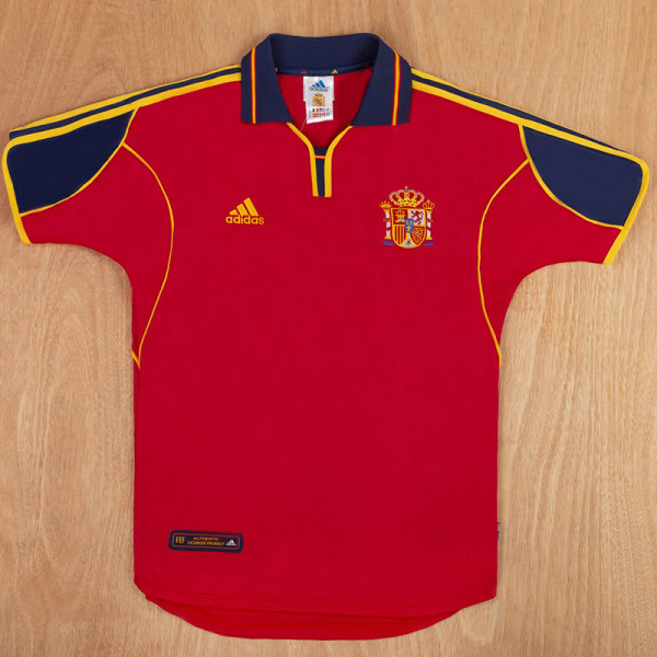 2000 Spain Home Retro Soccer Jersey(No number不带号）