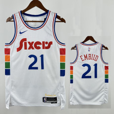 24/25 76ERS EMBIID  # 21 City Edition Top Quality Hot Pressing Retro NBA Jersey
