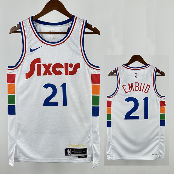 24/25 76ERS EMBIID  # 21 City Edition Top Quality Hot Pressing Retro NBA Jersey