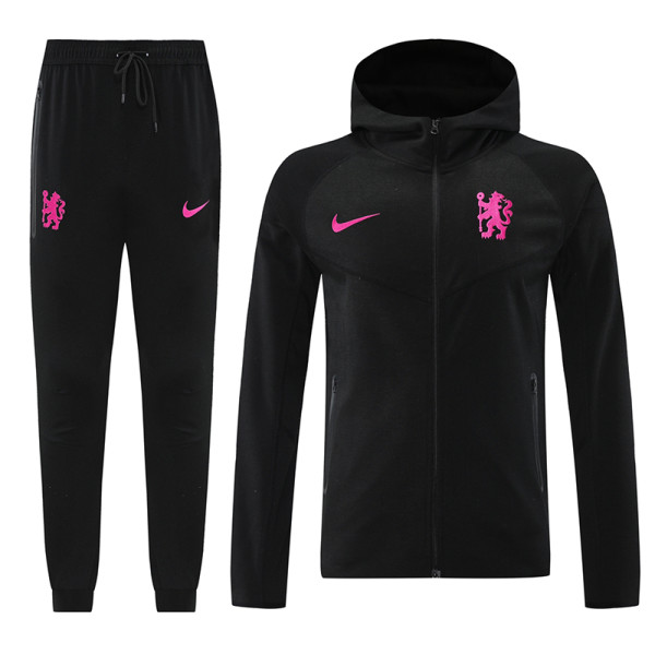 25/26 CHE Black Pink Hooded  Tracksuit #01