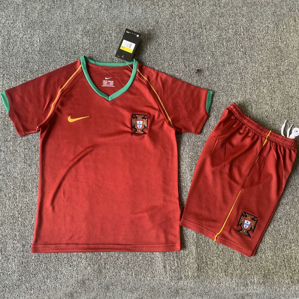2006 Portugal Home Kids Retro Soccer Jersey