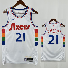 24/25 76ERS EMBIID  # 21 City Edition Top Quality Hot Pressing Retro NBA Jersey