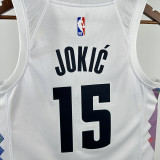 24/25 Nuggets JOKIC' #15 White City Edition Top Quality Hot Pressing NBA Jersey