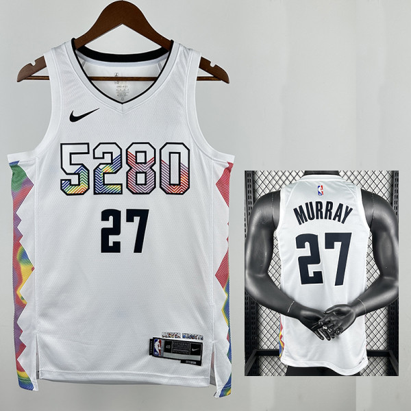 24/25 Nuggets MYRRAR #27 White City Edition Top Quality Hot Pressing NBA Jersey