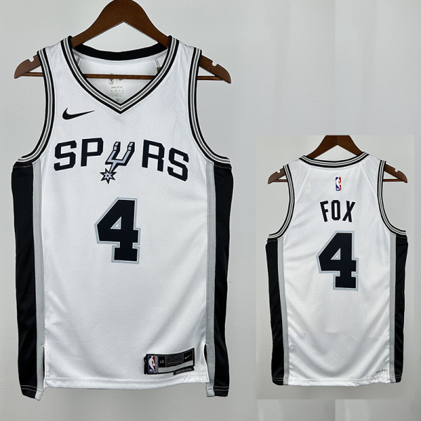 Sa Spurs FOX #4 White Top Quality Hot Pressing NBA Jersey