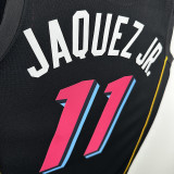 21/22 HEAT JAQUEZ JR. # 11 Black Top Quality Hot Pressing Retro NBA Jersey