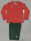 25/26 Portugal Home Long Sleeve Kids  Soccer Jersey