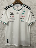 2025 F1 Mercedes White  V Neck Racing Suit(圆领)