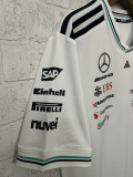 2025 F1 Mercedes White  V Neck Racing Suit(圆领)