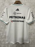 2025 F1 Mercedes White  V Neck Racing Suit(圆领)